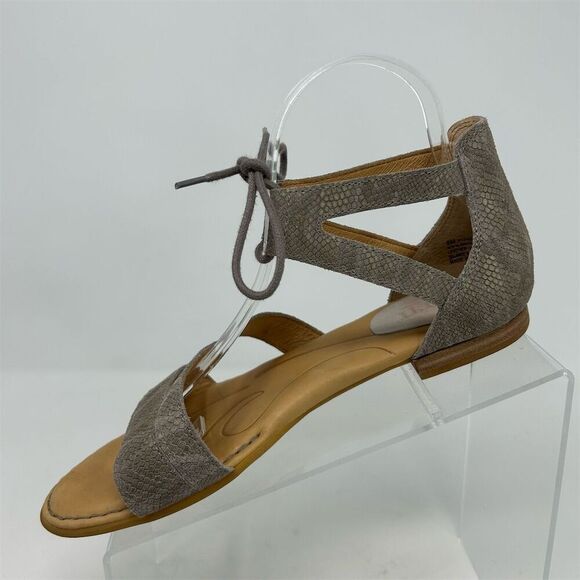 Born Women's Gray Leather Snake Print Lace Up Sandals Size 8M Casual Summer - Picture 4 of 14